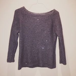 Talbots Gray Sequined Boatneck Sweater